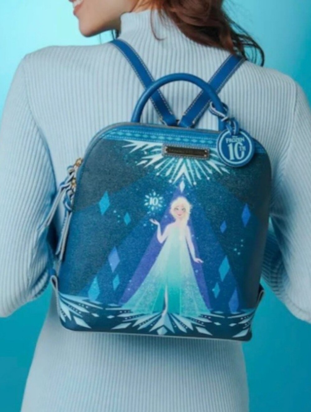 Dooney & Bourke, Disney Elsa Glitter Blue Backpack w 10th Anniversary